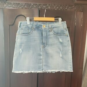 Seven7 Light Blue Distressed Mini Skirt
